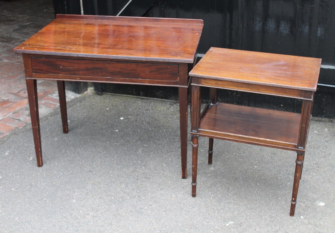 Appraisal: Two thC mahogany side tables the first with a galleried