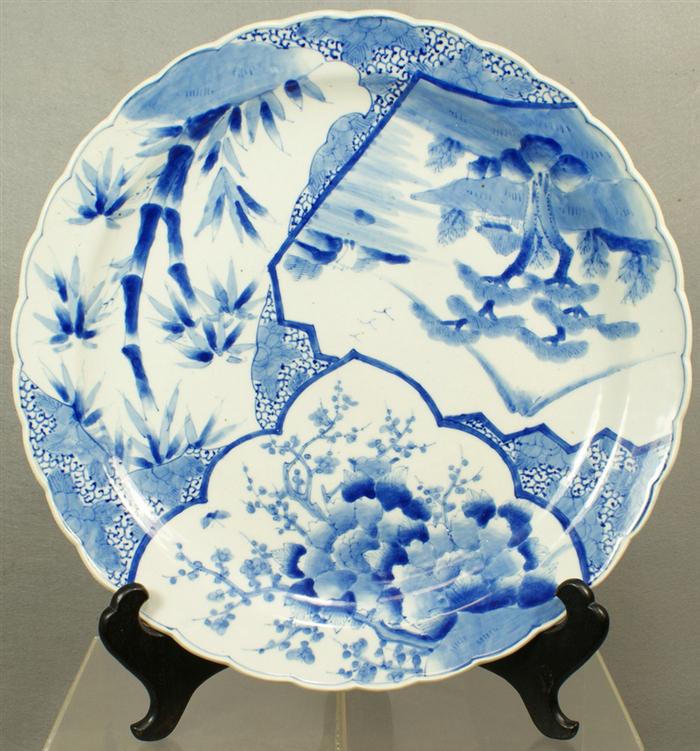 Appraisal: Large Japanese blue and white charger in dia c no