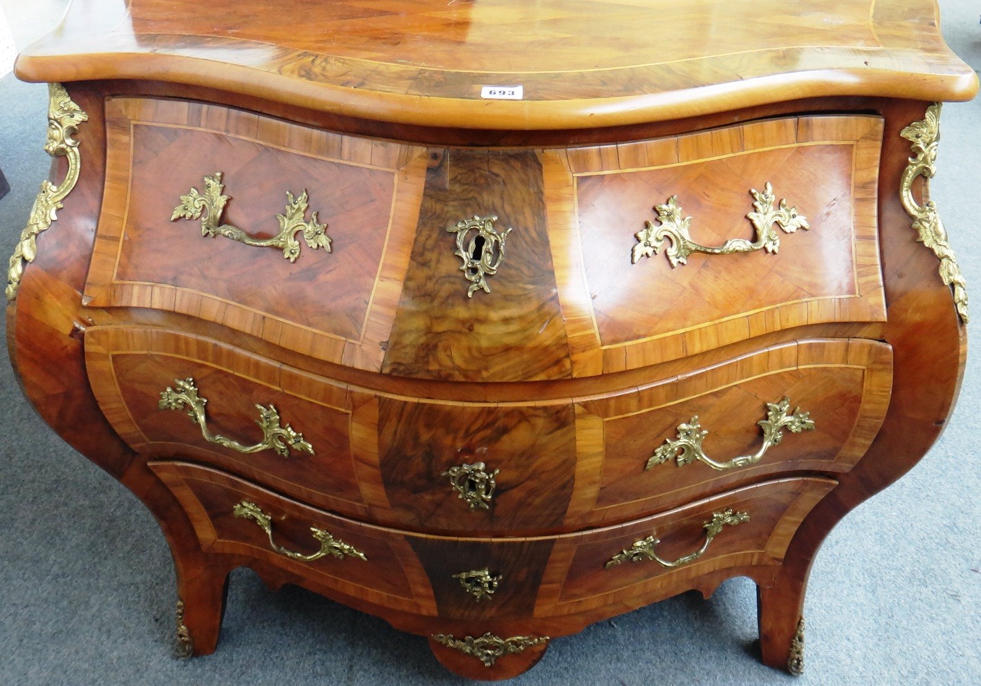 Appraisal: A Louis XV style gilt metal mounted parquetry inlaid kingwood