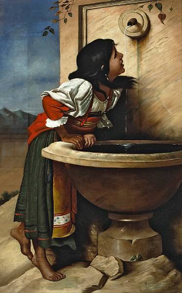 Appraisal: Henry Alexander American - Roman girl at a fountain after