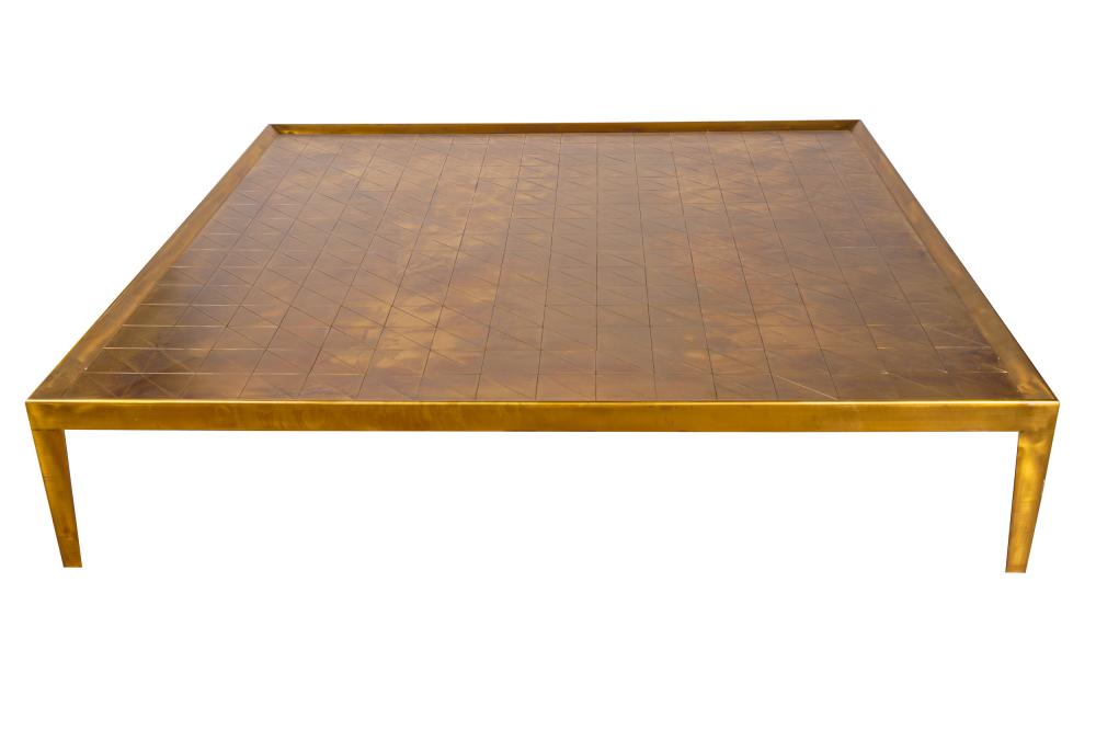 Appraisal: HENGE 'D CODE' COFFEE TABLEDesigned by Massimo Castagna burnished brass