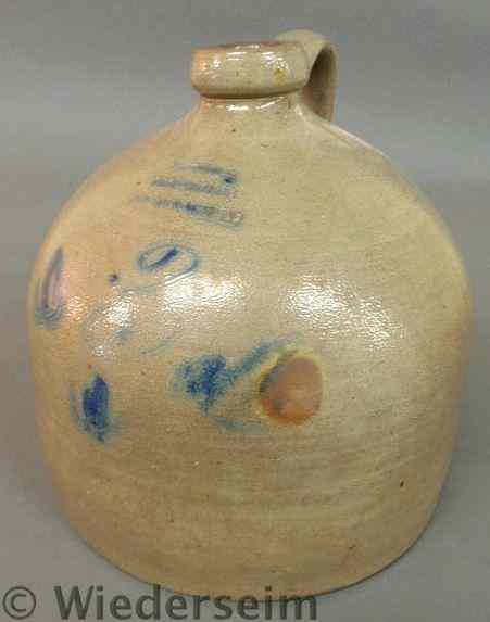 Appraisal: Three-gallon stoneware jug with blue decoration by A J Butler