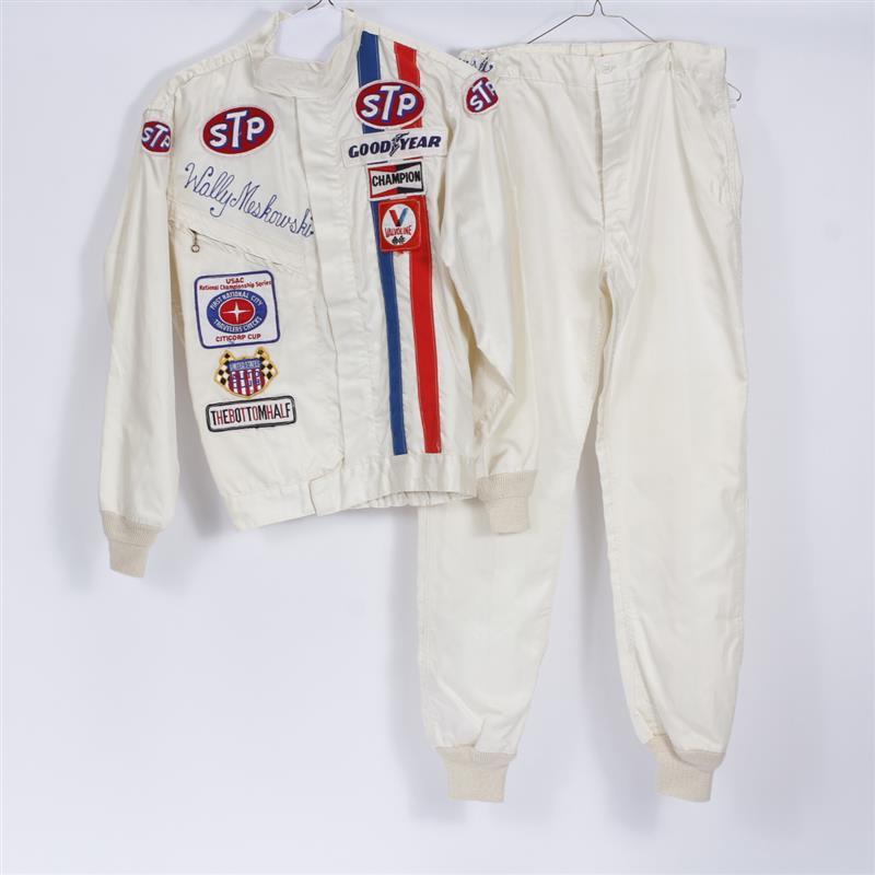 Appraisal: Wally Meskowski piece White Drivers Suit Both jacket and pants