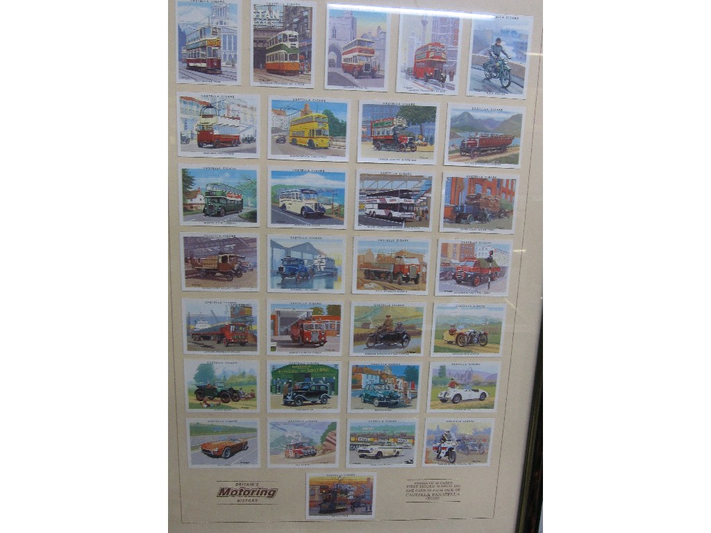 Appraisal: Framed set of cigarette cards on transport