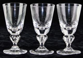 Appraisal: Steuben trumpet teardrop stem blown crystal wine goblets signed on