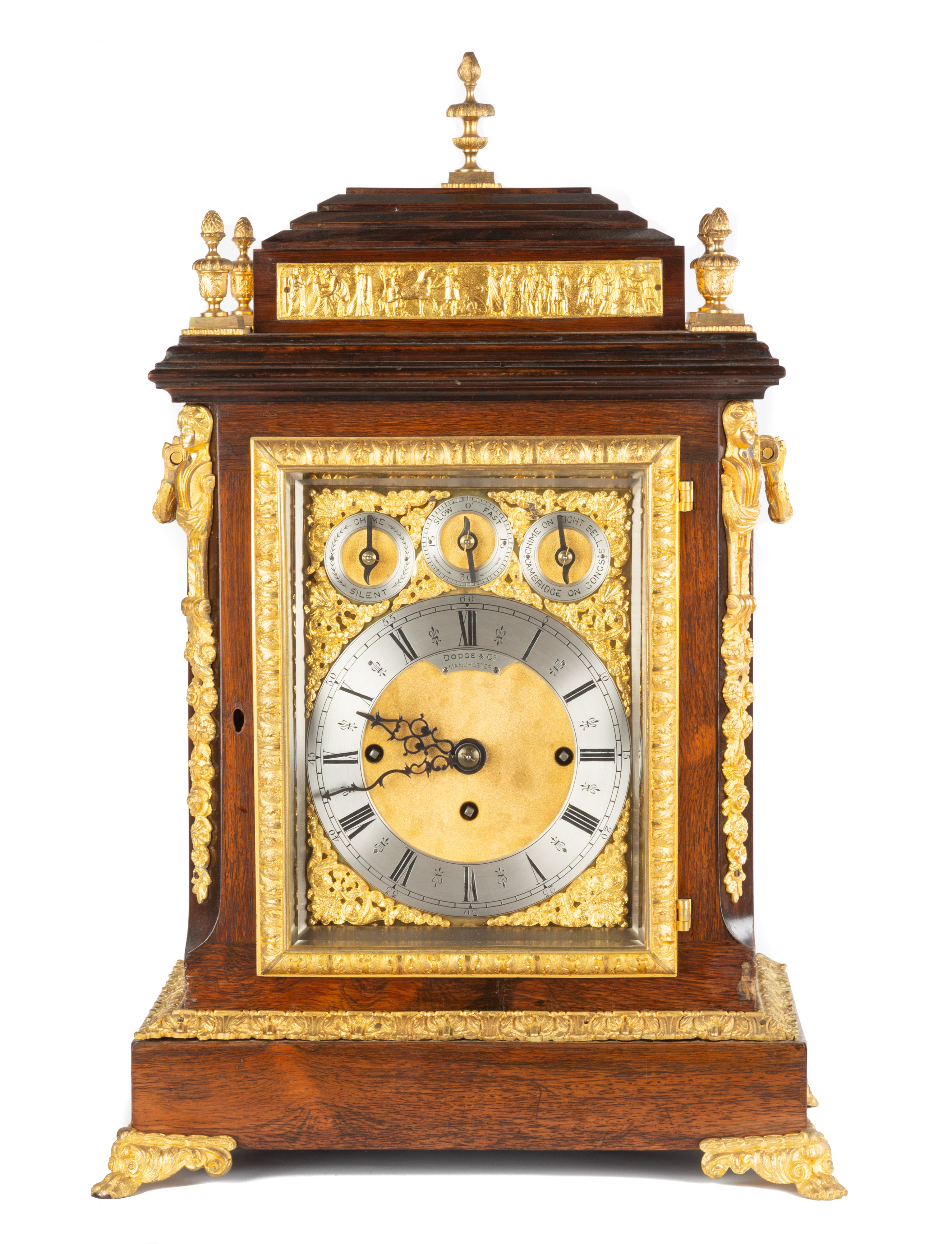 Appraisal: DODGE COMPANY MANCHESTER BRACKET CLOCK th century rosewood with gilt