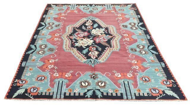 Appraisal: Hand-tied Turkish wool Nomadic Kilim rug approx ' l '