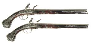 Appraisal: EXTREMELY FINE PAIR OF TH CENTURY COMINAZZO FLINTLOCK PISTOLS NSN