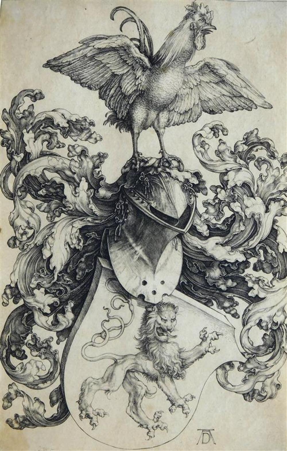 Appraisal: Albrecht D rer Germanic - Coat-of-Arms with a Lion and