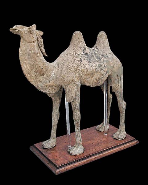 Appraisal: A large Chinese gray pottery figure of a bactrian camel