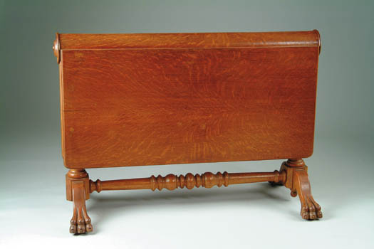 Appraisal: FINE AND UNUSUAL OAK SUTHERLAND BOOK FORM TABLE Fancy trestle