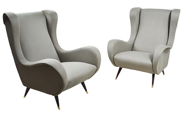 Appraisal: PAIR OF ITALIAN ARMCHAIRS ATTRIBUTED TO MARCO ZANUSO c s