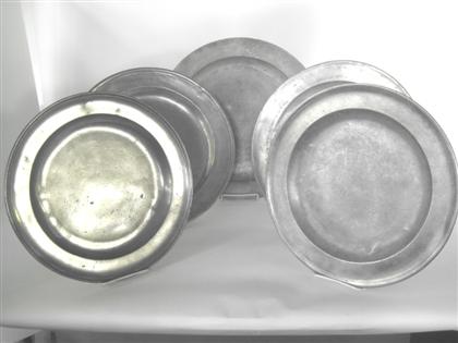 Appraisal: Five pewter platters richard king robert bush and company allen