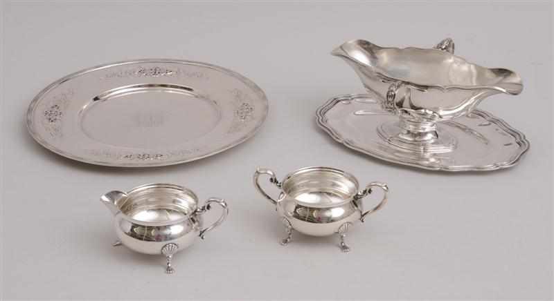 Appraisal: ARTCRAFT SILVER CREAMER AND SUGAR BOWL A MONOGRAMMED SERVICE PLATE