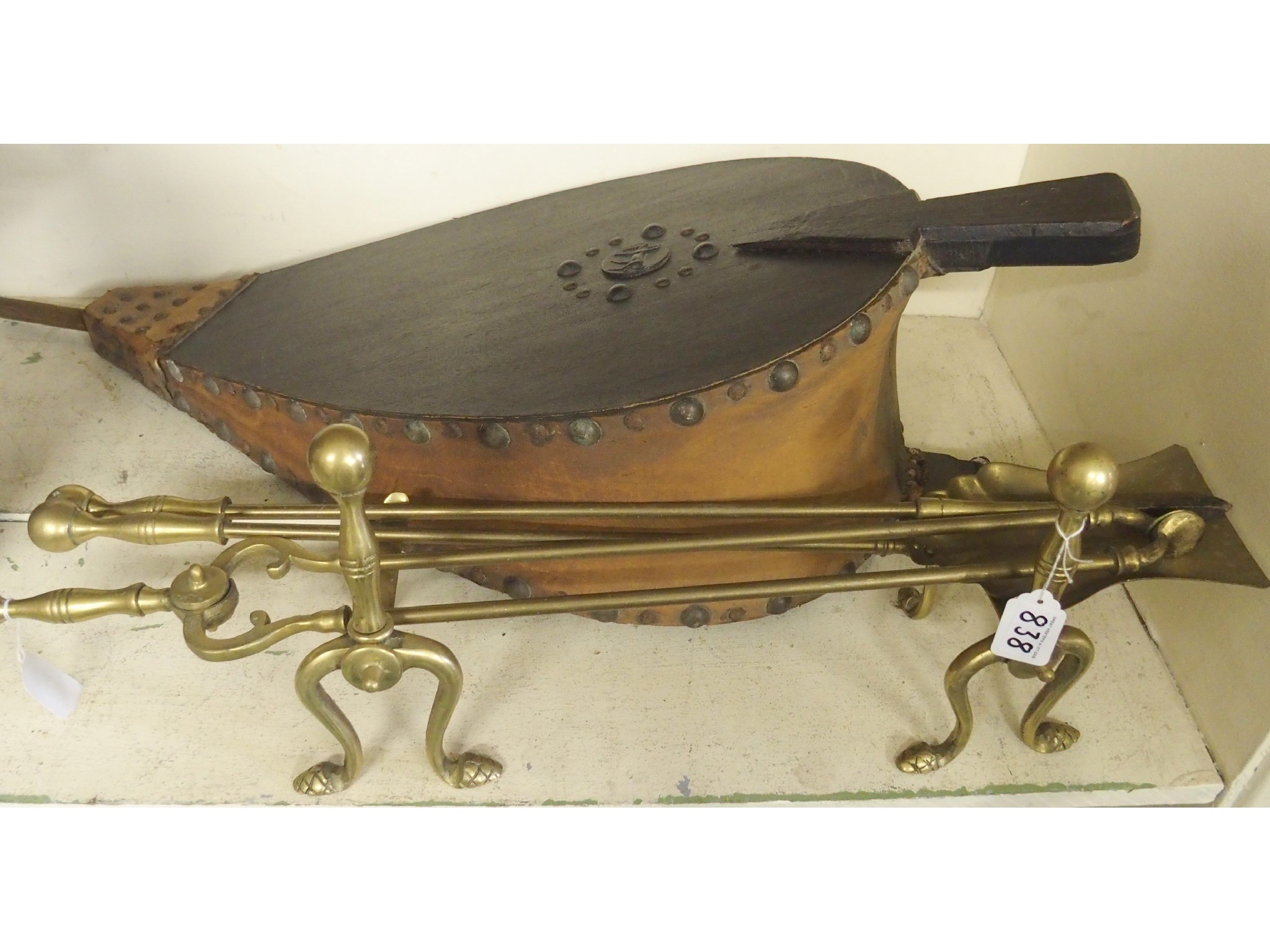 Appraisal: A set of large bellows and a set of brass