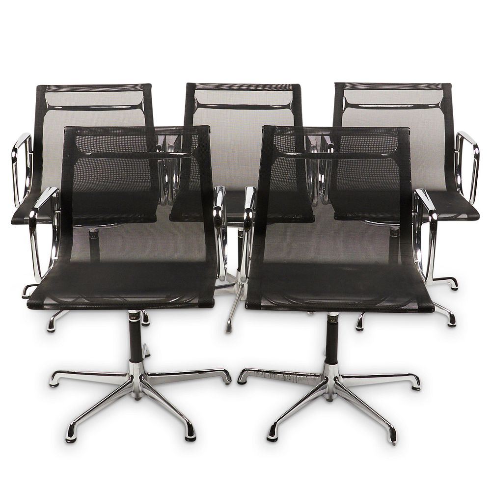 Appraisal: Set of ICF Eames Mesh Aluminum Office Chairs Charles Eames