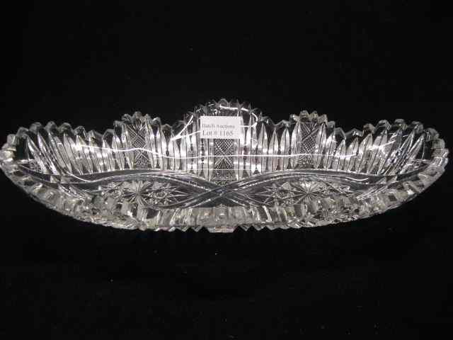 Appraisal: Cut Glass Celery Dish beautiful criss-crossdesign - '' x ''