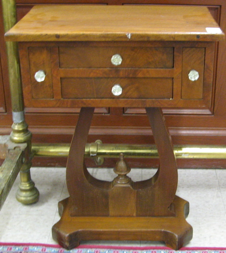 Appraisal: MAHOGANY WORK TABLE AND SIDE CHAIR Empire style work table