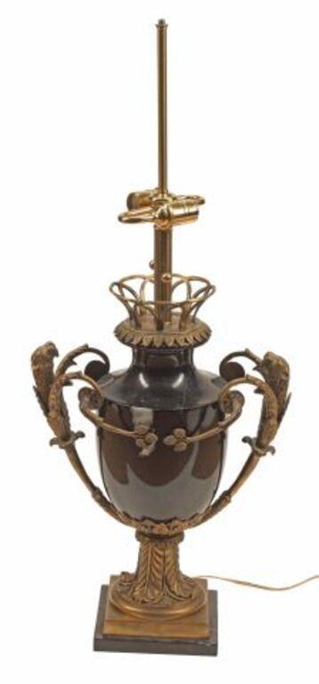 Appraisal: Louis XVI style marble urn with bronze dore mounts now