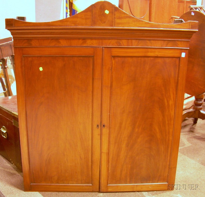 Appraisal: Georgian Inlaid Mahogany and Mahogany Veneer Bureau Bookcase Two-Door Top