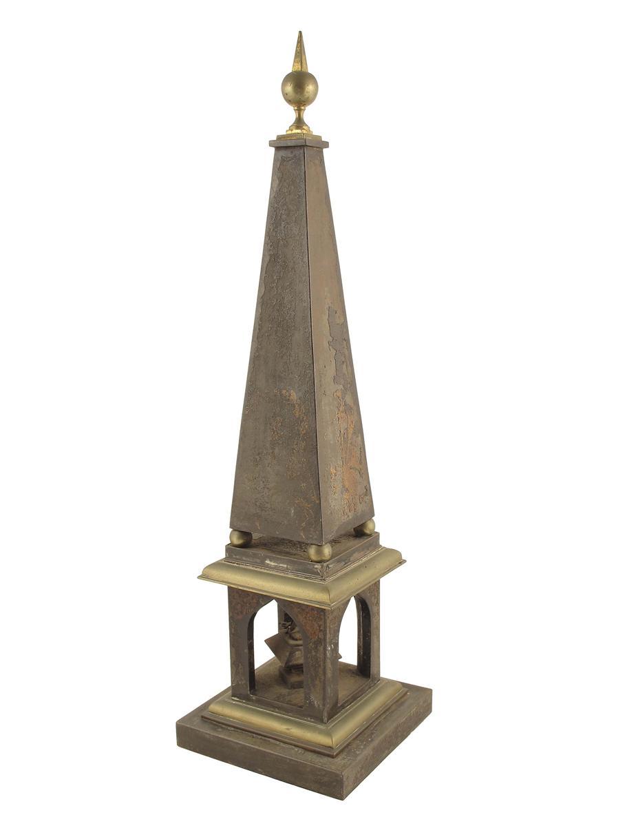 Appraisal: A th century painted tole and brass obelisk