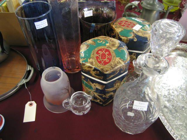 Appraisal: pcs of Estate Misc including two porcelain canisters glass vases