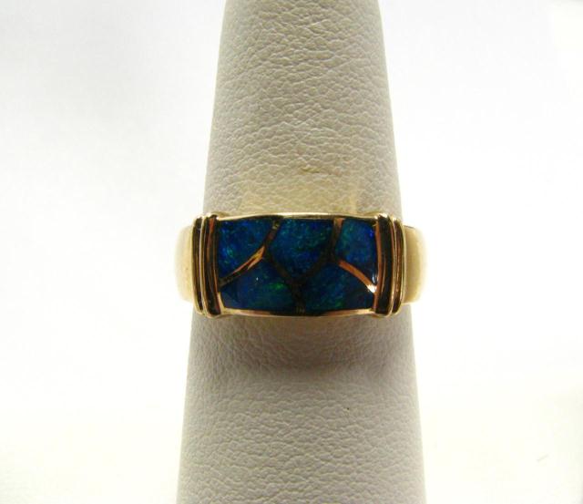 Appraisal: K Yellow Gold Opal Ring marked ''Ash''