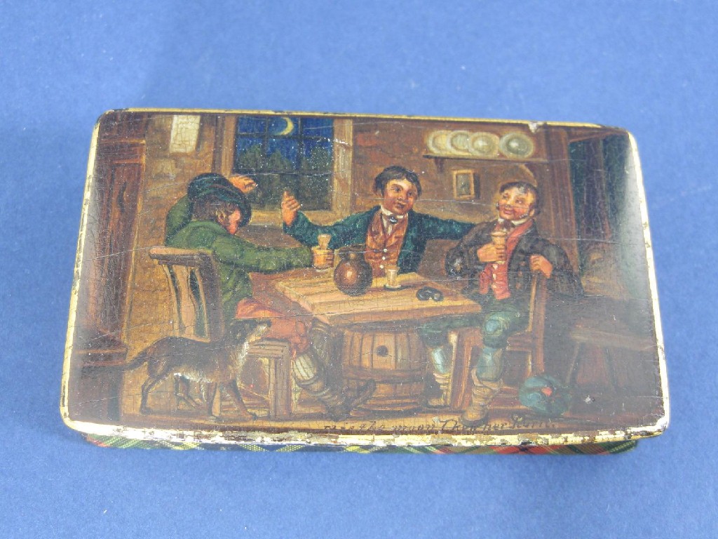 Appraisal: A th Century Tartan Ware rectangular Snuff Box painted interior