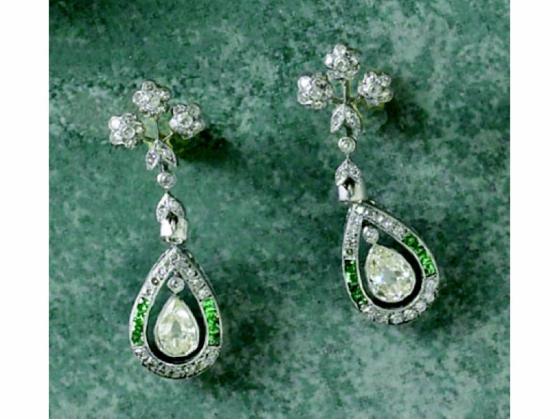 Appraisal: DIAMOND EARRINGS k white gold dangling pierced earrings set with