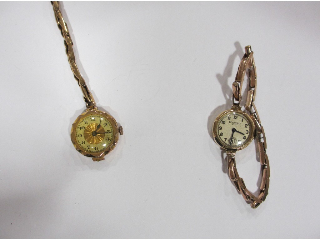 Appraisal: Two ladies early th century ct gold cased wrist watches