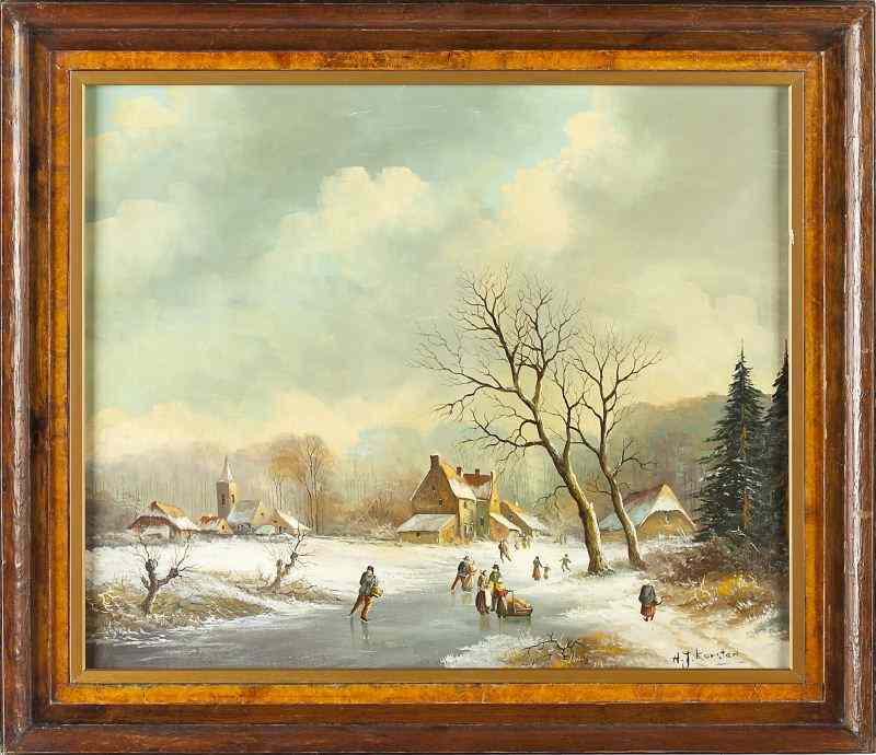 Appraisal: H J Korsten Dutch th c The Skatersoil on canvas