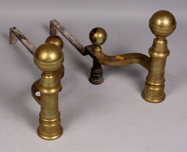 Appraisal: Pair of early th C Boston andironsPair of early th