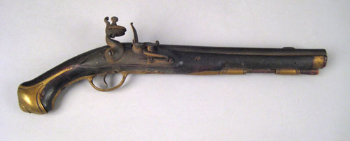 Appraisal: British flintlock horse pistol approx caliber half round-half octagonal barrel