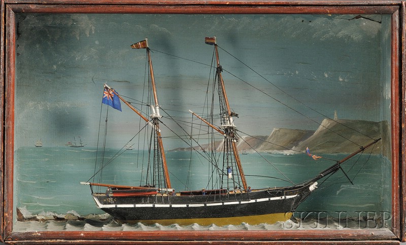 Appraisal: Small Cased Diorama of the British Schooner NORA c the