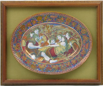 Appraisal: An Italian Hand Painted Lustre Platter in a Shadowbox Frame