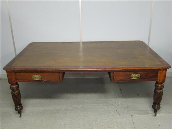 Appraisal: Late th century mahogany library table with inset top four