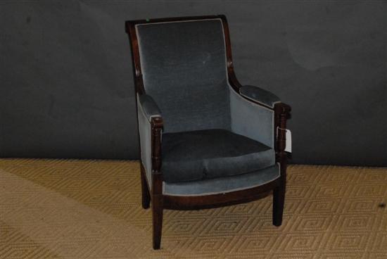 Appraisal: ANTIQUE SUEDE UPHOLSTERED EMPIRE CHAIR