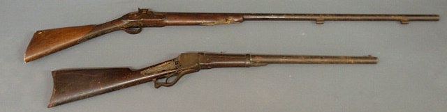 Appraisal: Percussion long rifle l and another rifle marked as found