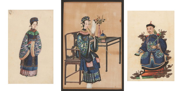 Appraisal: TH CENTURY CHINESE SCHOOLA court lady with opium pipe possibly