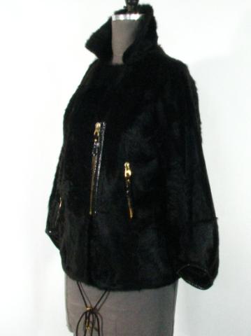 Appraisal: Chocolate Brown Lamb Jacket w Patent Trim ''Ultra Light'' Size