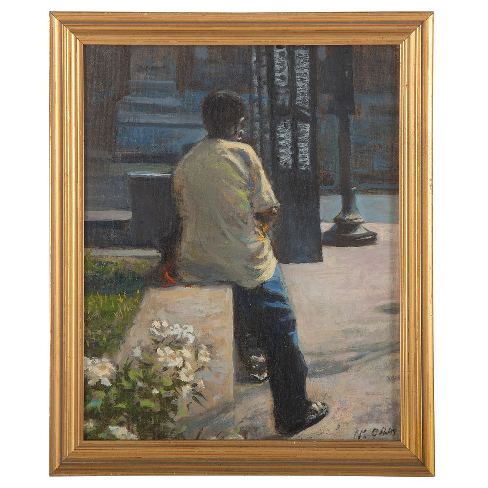 Appraisal: Nathaniel K Gibbs Waiting oil on panel American - Oil