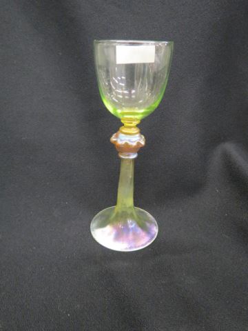 Appraisal: Tiffany Favrile Art Glass Wine Goblet chalice shape unusual vaseline