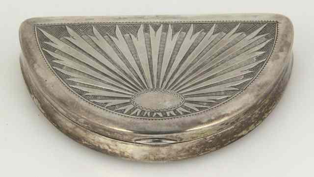 Appraisal: A Russian silver box of demi lune form engraved with