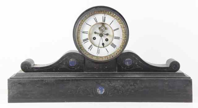 Appraisal: A black marble mantel clock cm wide