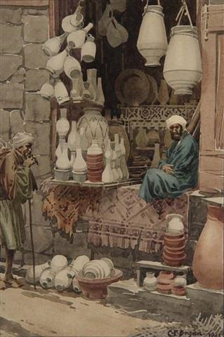 Appraisal: E PORTER BRYAN TH CENTURY - The Arab vase vendors