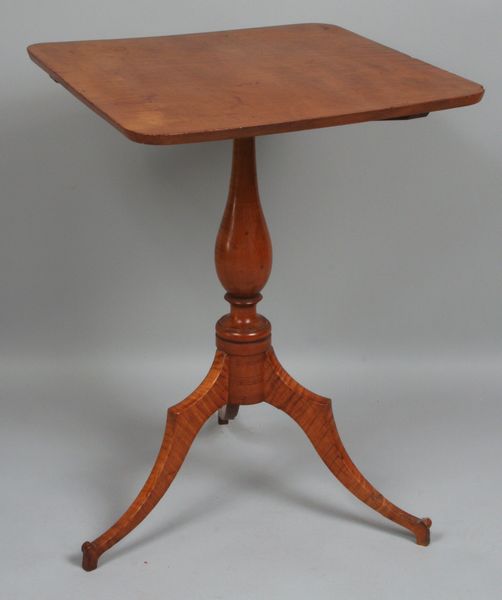 Appraisal: Early th Century tiger maple tip-top candlestand h x x