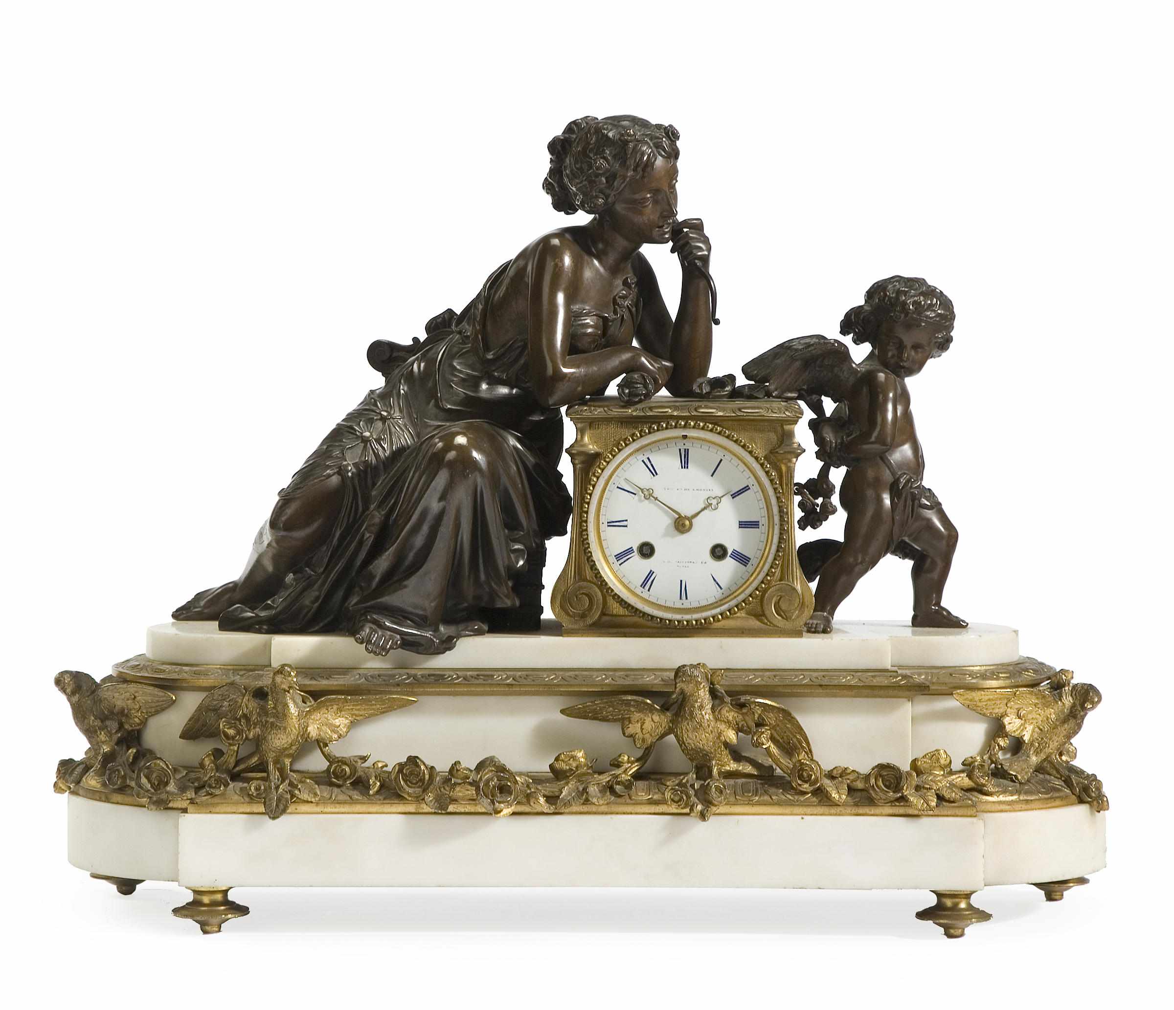 Appraisal: A Louis XVI style gilt and patinated bronze and marble