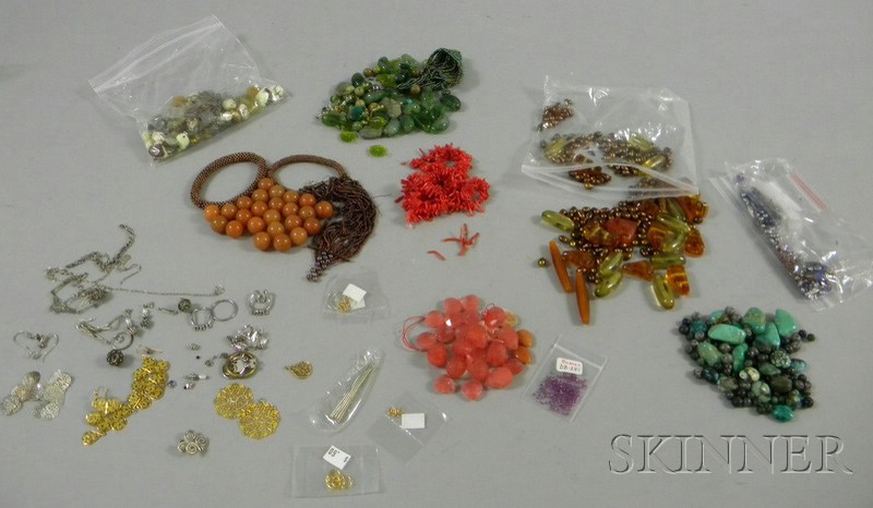 Appraisal: Group of Assorted Loose Stones Beads and Jewelry Findings including