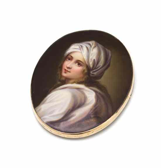 Appraisal: A Continental Porcelain Portrait Miniature depicting a woman and framed