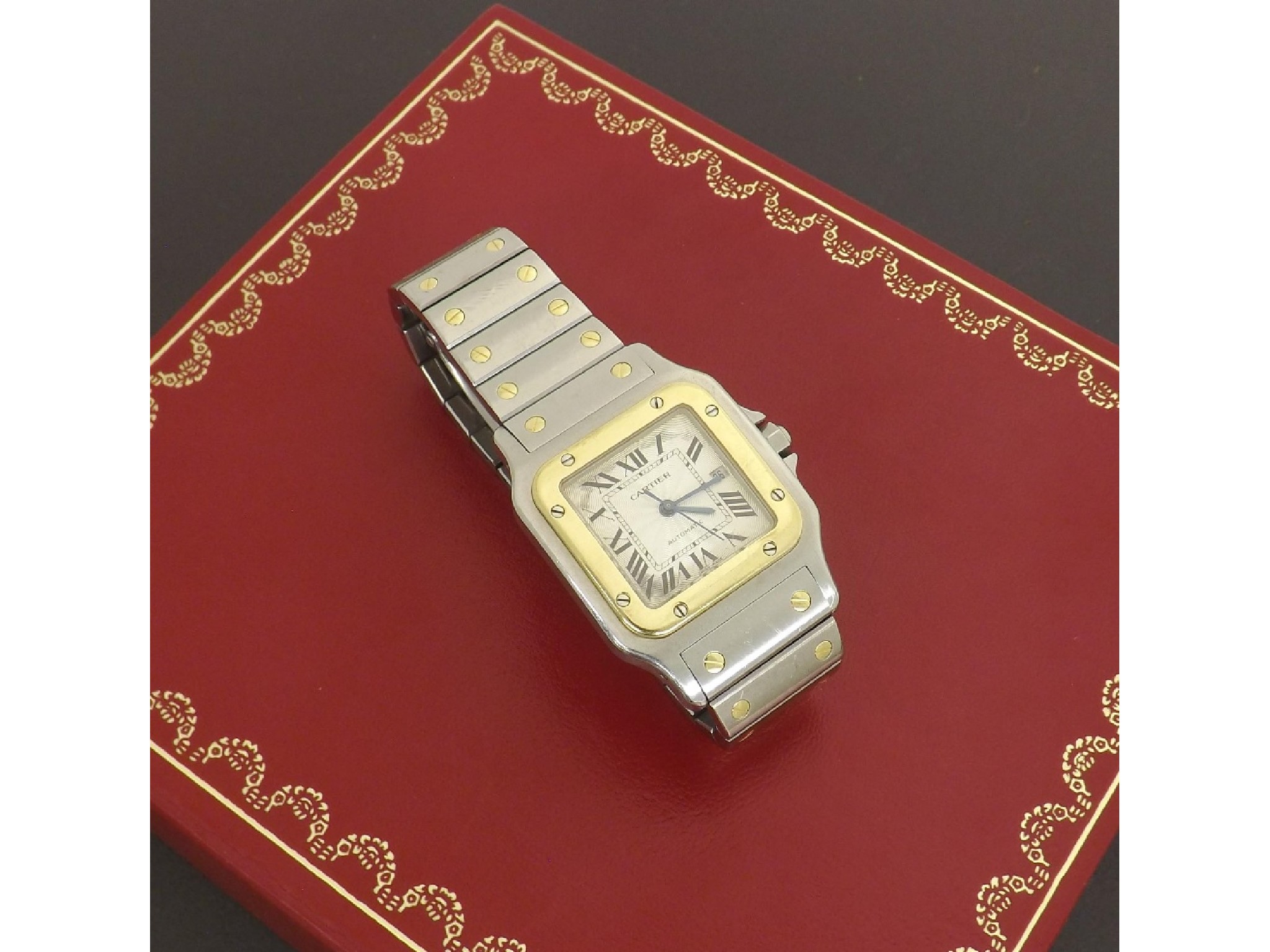 Appraisal: Cartier Santos automatic stainless steel and gold gentleman's bracelet watch